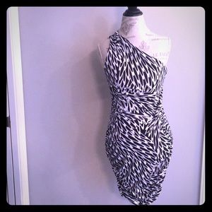 Navy & white sleeveless dress